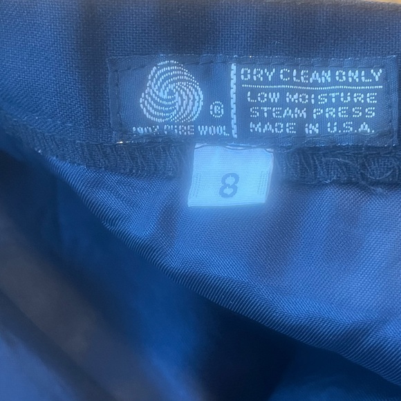 Vintage Wool Pleated Long Navy Midi Skirt Size 8 Lined •Measurements• - Picture 5 of 8
